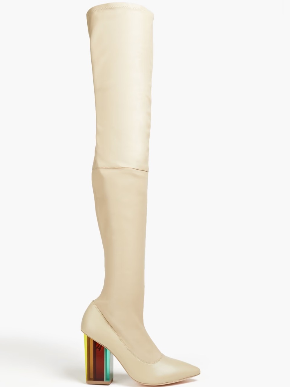 Zimmermann Cream Over-the-Knee Leather Boots with Multicolor Block Heel